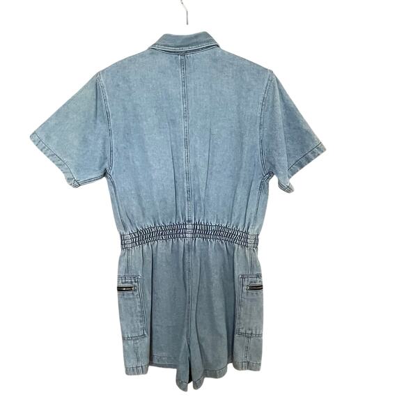Styles to Go Denim Romper Shorts Size 11/12 Vintage Blue Jean Zip Pockets Button - Picture 4 of 9
